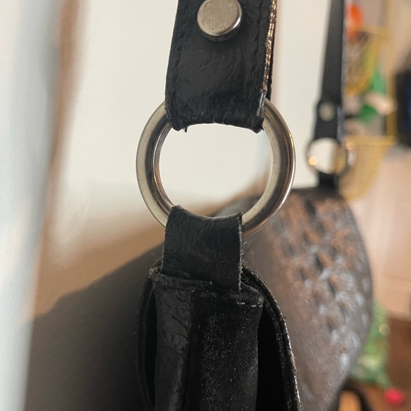 Vintage black suede and alligator crossbody bag - Picture 4 of 13